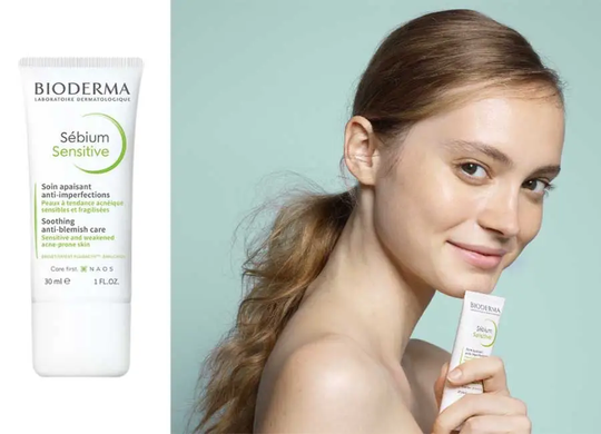 Bioderma S&eacute;bium Sensitive Soothing Anti-Blemish Care &mdash; заспокійливий крем для чутливої проблемної шкіри, 30ml
