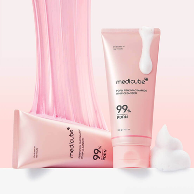 Medicube PDRN Pink Niacinamide Whip Cleanser &mdash; очищувальна пінка з PDRN та 2% ніацинаміду, 120 мл