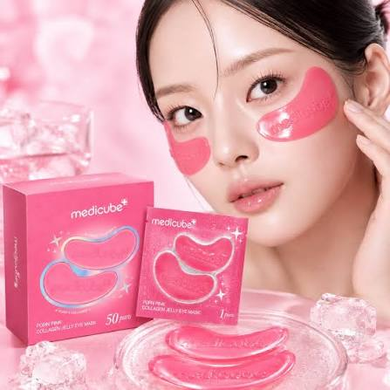 Medicube PDRN Pink Collagen Jelly Eye Mask &mdash; зволожувальні гідрогелеві патчі для очей з PDRN і колагеном, 12 шт